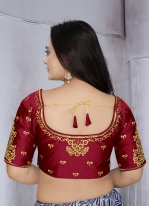 Red Embroidered Cotton Silk Designer Blouse