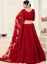 Red Embroidered Trendy A Line Lehenga Choli