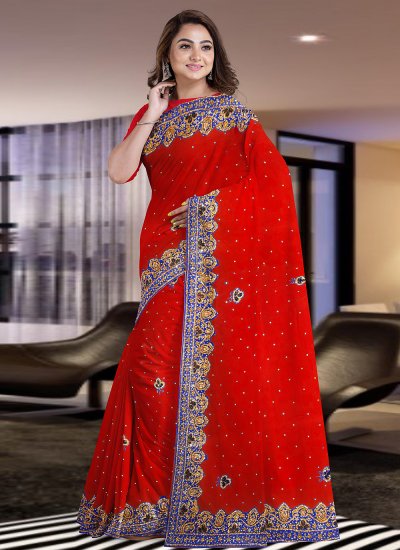 Red Fancy Sangeet Designer Saree