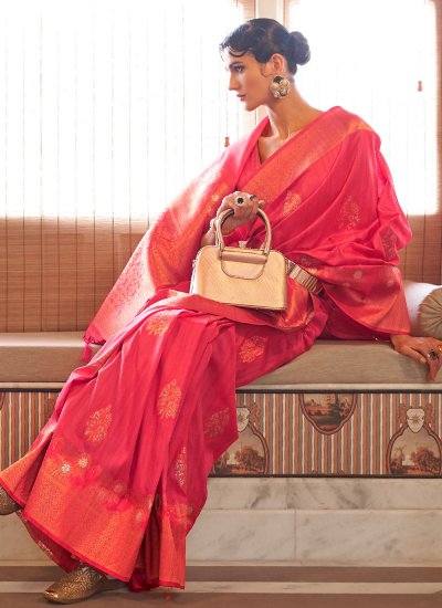 Red Festival Silk Designer Traditional Saree