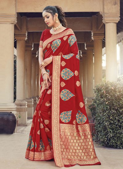 Red Festival Silk Traditional Saree