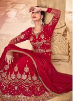 Red Georgette Ceremonial Floor Length Anarkali Salwar Suit