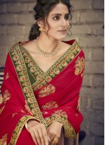 Red Georgette Embroidered Traditional Saree