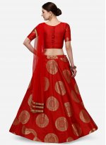 Red Jacquard Silk Weaving Lehenga Choli