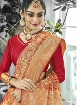 Red Kanchipuram Silk Woven Trendy Saree