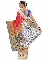 Red Mehndi Banarasi Silk Designer Traditional Saree