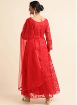 Red Net Pearls Trendy Salwar Suit