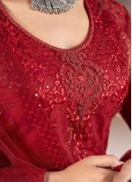 Red Net Sequins Trendy Salwar Kameez