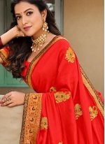 Red Patch Border Traditional Saree