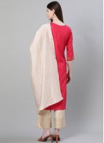 Red Poly Silk Plain Pakistani Salwar Suit