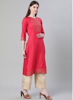Red Poly Silk Plain Pakistani Salwar Suit
