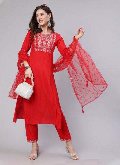 Red Reception Readymade Salwar Suit