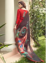 Red Silk Handwork Trendy Salwar Suit