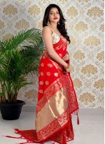 Red Silk Party Traditional Saree