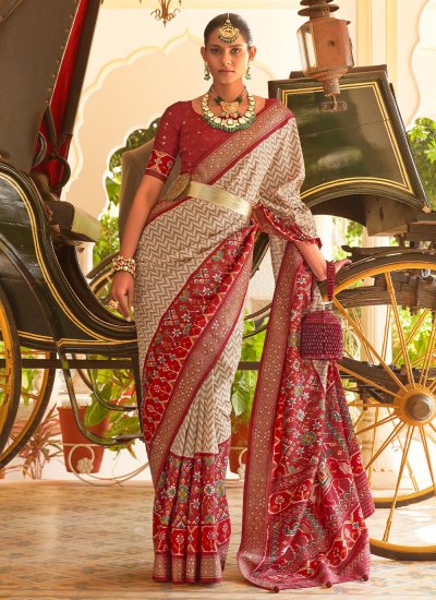 Red Silk Party Trendy Saree