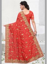 Red Stone Party Designer Bollywood Saree