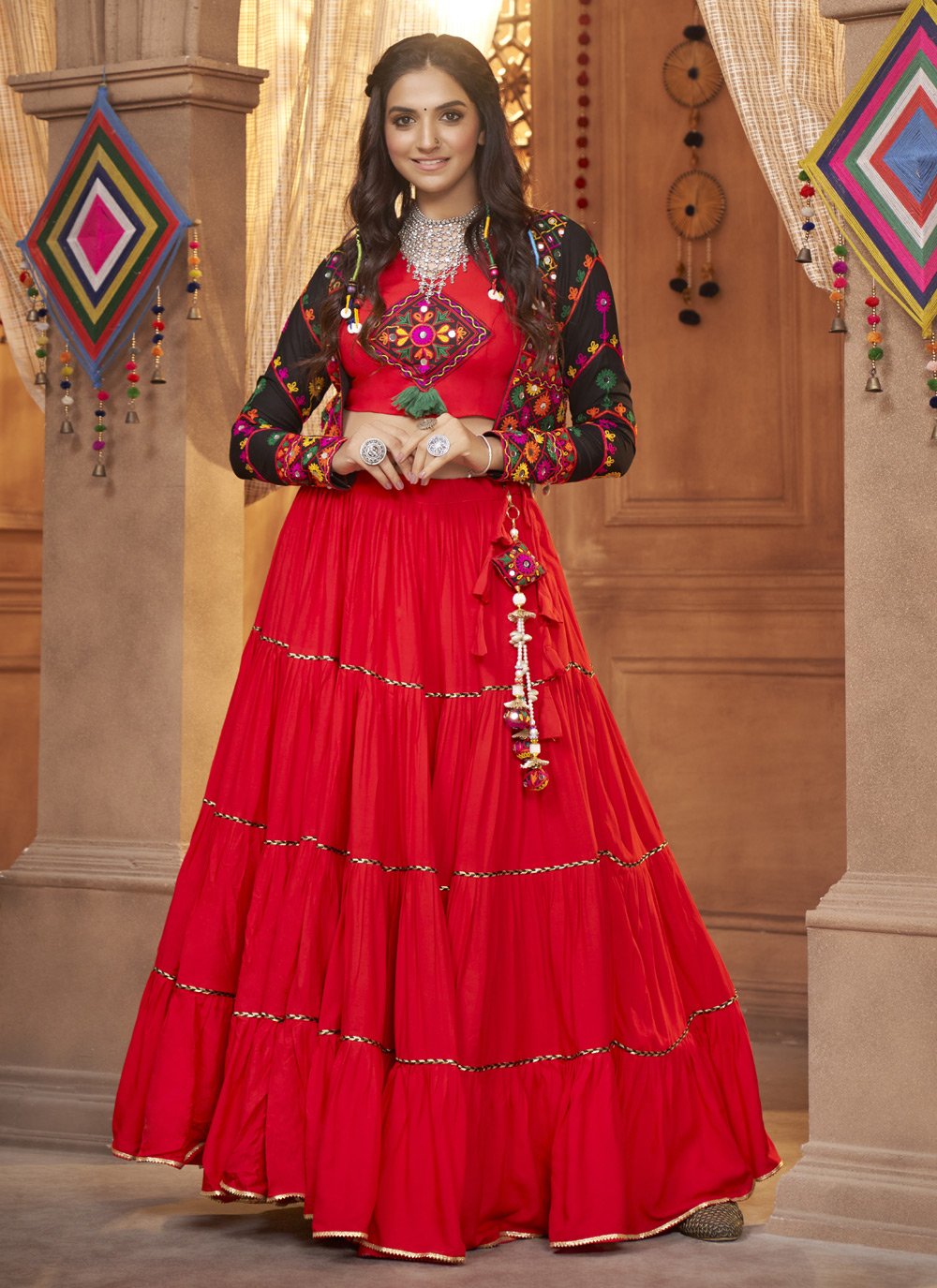 Clothes shop Girls Heavy Embroidered Wedding Wear Semi Stitched Lehenga  Choli (Suitable To 3-15 Years Girls)Free Size.