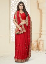 Red Vichitra Silk Sangeet Classic Saree