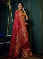Red Weaving Contemporary Style Saree