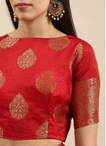 Red Weaving Silk Trendy Saree