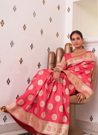 Red Weaving Wedding Classic Designer Saree