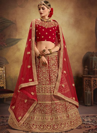 Red Heavy Bridal Lehenga Choli - Lehengas Designer Collection