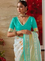 Refreshing Art Silk Weaving Off White Traditional Designer Saree
