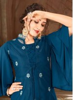 Refreshing Blue Faux Georgette Designer Gown