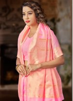Regal Jacquard Silk Pink Traditional Designer Saree