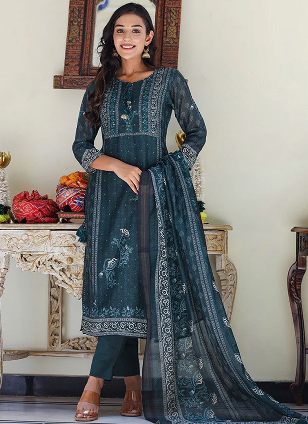 Embroidered Party Wear Straight Salwar Kameez at Rs.3149/Piece in surat  offer by Indian Rani