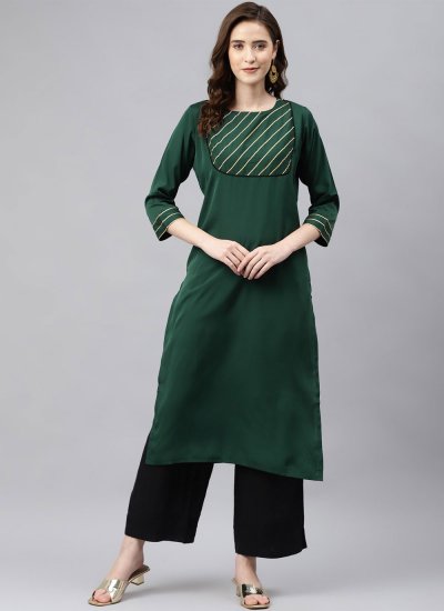 Regal Rayon Embroidered Green Party Wear Kurti
