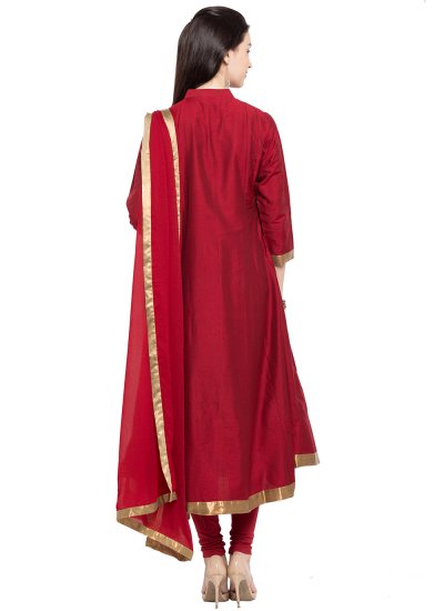 Remarkable Cotton Embroidered Readymade Anarkali Salwar Suit