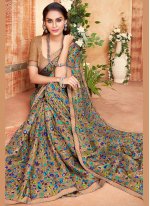 Remarkable Faux Chiffon Multi Colour Abstract Print Printed Saree