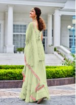 Remarkable Faux Georgette Embroidered Green Readymade Suit