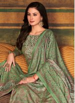 Remarkable Pashmina Digital Print Green Trendy Salwar Kameez