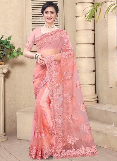 Remarkable Pink Resham Classic Saree