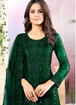 Renowned Net Thread Green Salwar Suit