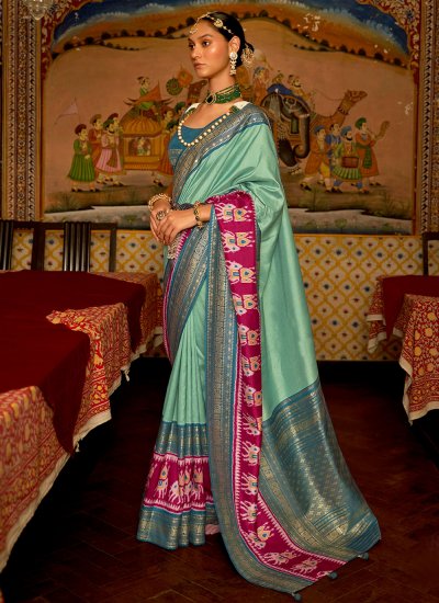 Renowned Turquoise Festival Saree