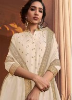 Resplendent Cream Designer Floor Length Salwar Suit