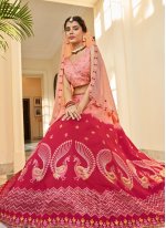 Riveting Art Silk Pink and Rani Thread Trendy Lehenga Choli