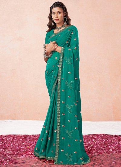Riveting Embroidered Saree