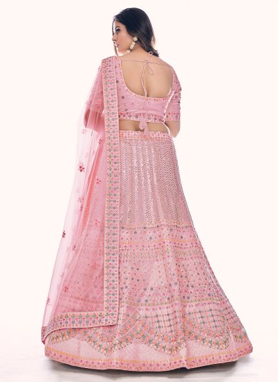 Rose Pink Color Designer Lehenga Style Saree