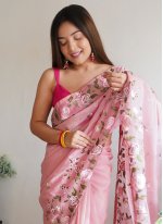 Rose Pink Embroidered Classic Saree