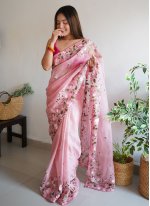 Rose Pink Embroidered Classic Saree