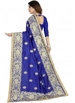 Royal Art Silk Embroidered Blue Classic Designer Saree