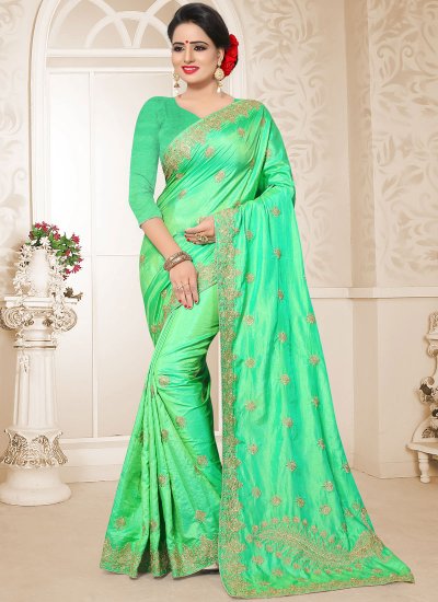 Royal Art Silk Embroidered Green Designer Traditional Saree