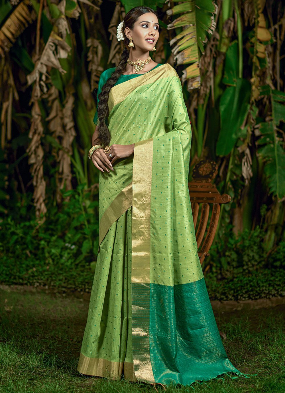 Emerald Green Bandhani Saree with Heavy Gota Zari - Monastoor- Indian  ethnical dress collections with more than 1500+ fashionable indian  traditional dresses and ethnical jewelleries.