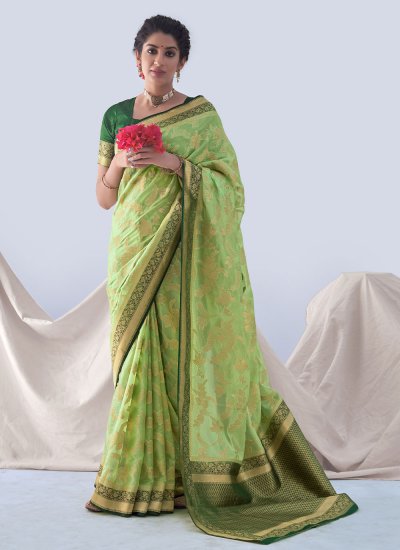 Royal Silk Weaving Green Saree