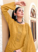 Royal Yellow Embroidered Muslin Designer Pakistani Suit