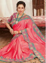 Rupali Ganguly Pink Classic Saree